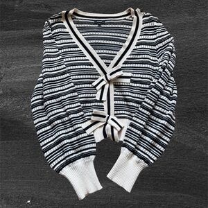 Express Striped Black and White Women's  Cardigan Sweater